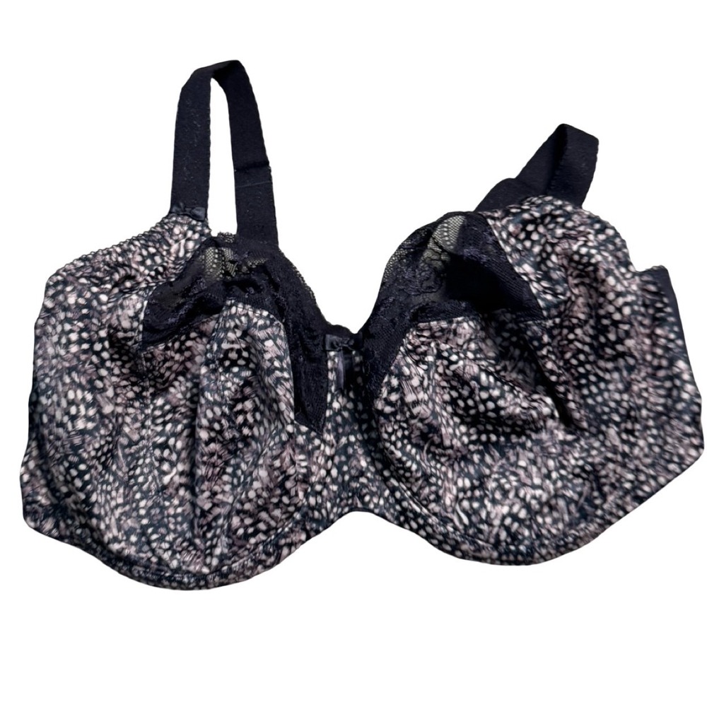Elomi EL4110EBY Full Figure Underwire Bra Womens 38I Black White Good Lace Trim